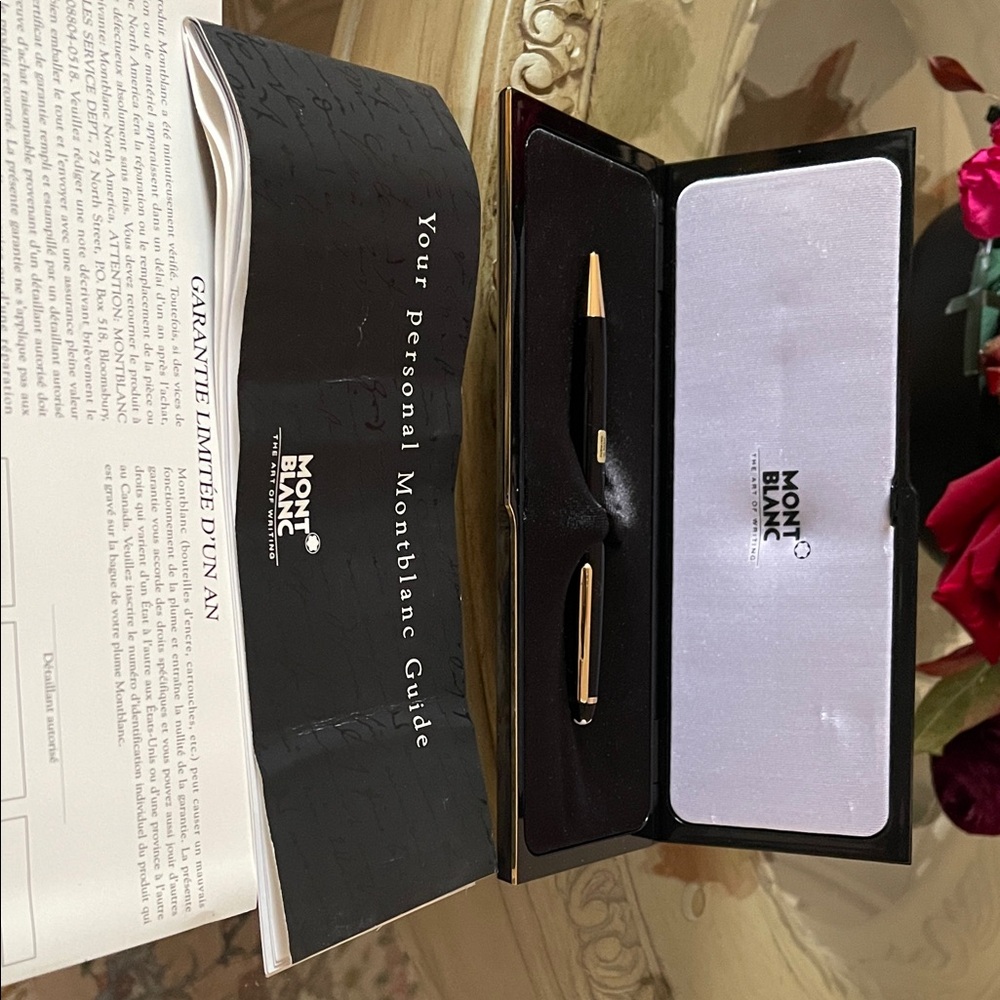 Mont Blanc Black and Gold Pen Set